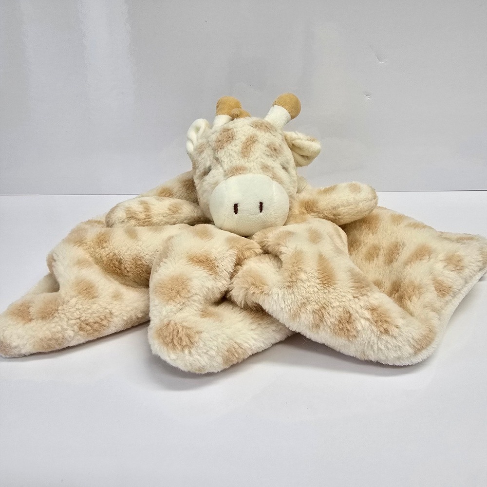 Kellytoy Giraffe Lovey Rattle Security‎ Blanket Tan Cream Faux Fur Plush